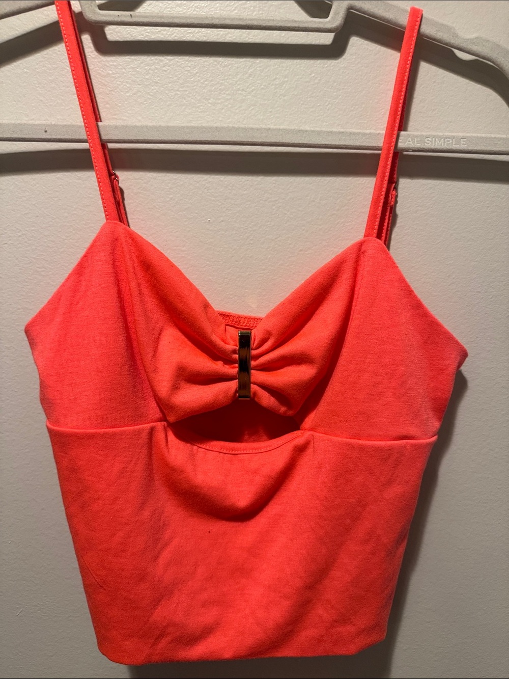 SHEIN Coral Pink Bow Front Crop Top